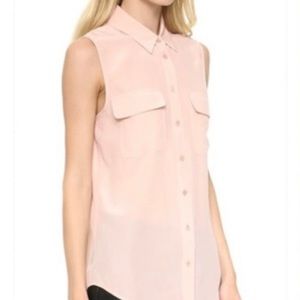 Equipment Silk Slim Signature Sleeveless Blouse Powder Pink - Size XS